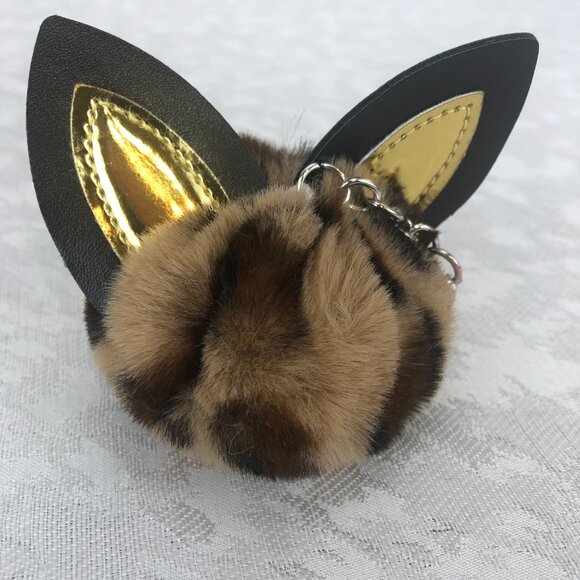 Rosetti Leopard and Black Multi-Pocket Small Purse with Pom-Pom Cat Keychain - Picture 3 of 12